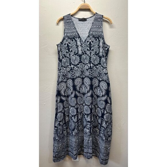 Maxi Dress Sleeveless V-Neck Womens XL Geometric Animal Zanzea Black White - Picture 1 of 9